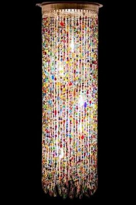 Hanglamp Asian glam - XL kleurrijke glaskralen multi colour / blauw of rood oranje - horeca project hospitality  inrichting