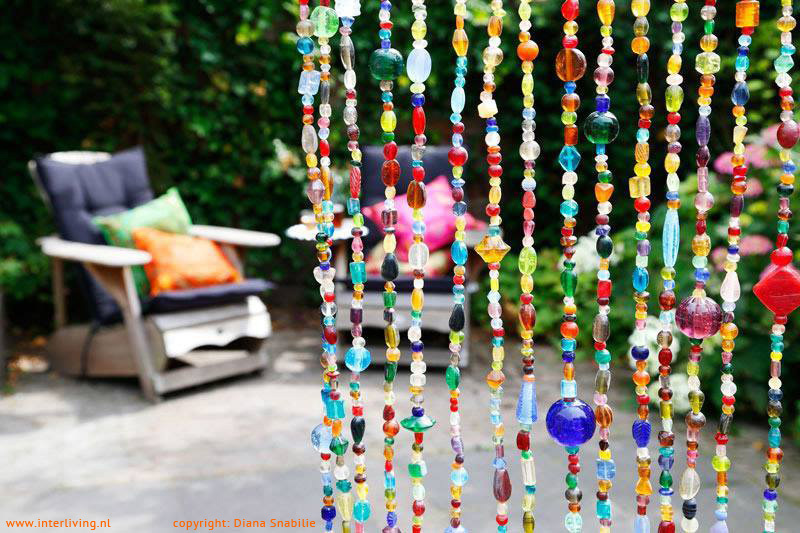 glas kralengordijn 40 strengen multi colour + gratis embrasse