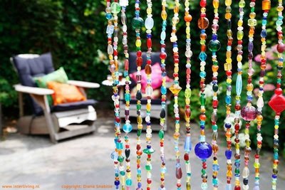 glas kralengordijn 40 strengen multi colour + gratis embrasse