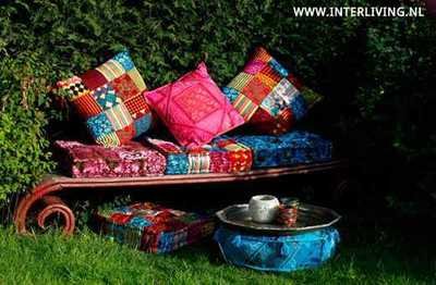 sierkussen multi colour - velvet patchwork - 45 cm