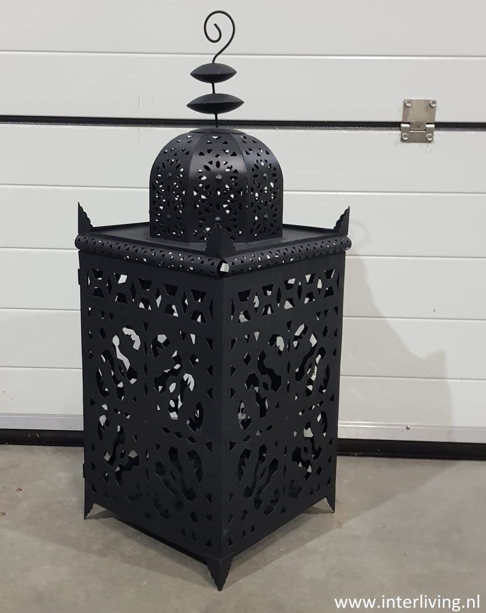 Marokkaanse lantaarn groot -zwart metaal - handgemaakt uit Marrakesh -  Large 85 cm -Boho stijl