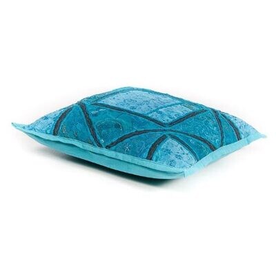 sierkussen patchwork blauw