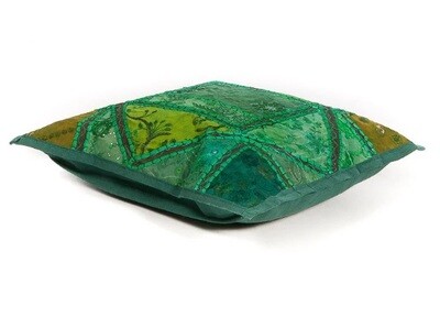 sierkussen patchwork groen