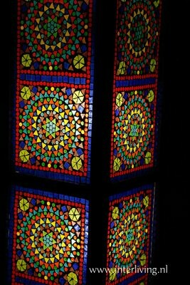 vloerlamp mozaïek multi colour / hout unfinished 120 cm