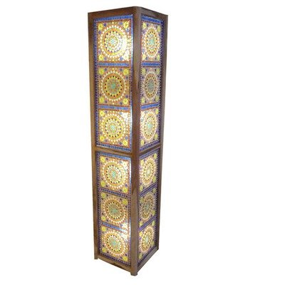 vloerlamp mozaïek multi colour / hout unfinished 120 cm