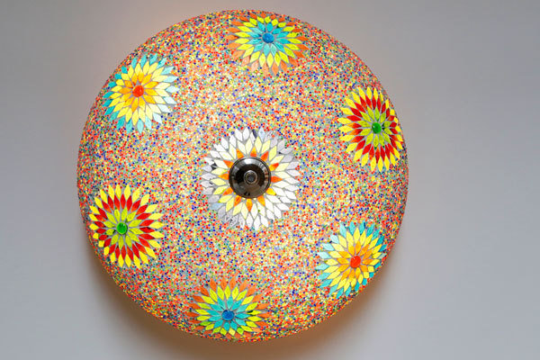 plafonnière mozaïek 50 cm - turks design met kralen multi colour