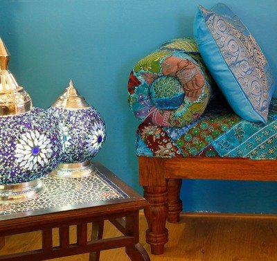 hanglamp bol mozaïek turkish design beads blauw