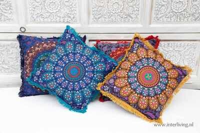 Bohemian sierkussen mandala maroon