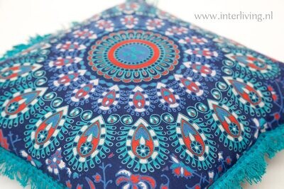 Bohemian sierkussen mandala turquoise