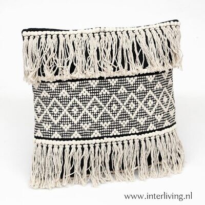 Sierkussen 50 cm Nordic Boho met franje  - Marokkaanse Berber style	"Allalia"