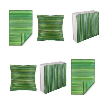 buitenkussen in prachtige tropische groen tinten- streepjes patroon van duurzaam gerecycled eco plastic - lush green forest