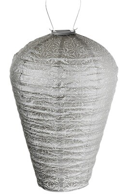 solar lampion met filigrain effect - buitenlamp - Balloon XL Sashiko - Licht Taupe