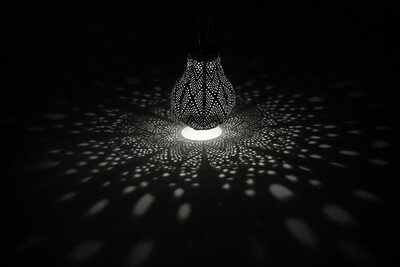 solar lampion met filigrain effect - buitenlamp - Bulb 16 Ikat - Petrol
