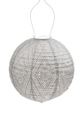 solar lampion met filigrain effect - buitenlamp - Round 30 Ikat - Licht Taupe