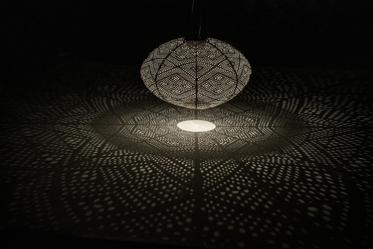 solar lampion met filigrain effect - buitenlamp - Oval 40 Ikat - Goud