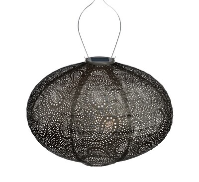 solar lampion met filigrain effect - buitenlamp - Oval 40 Paisley - Taupe