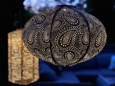 solar lampion met filigrain effect - buitenlamp - Oval 40 Paisley - Taupe