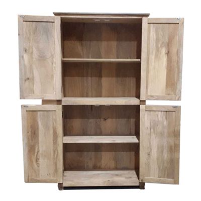 oosterse buffet kast hoog model - unfinished met lotus houtsnijwerk &amp; 4 deuren