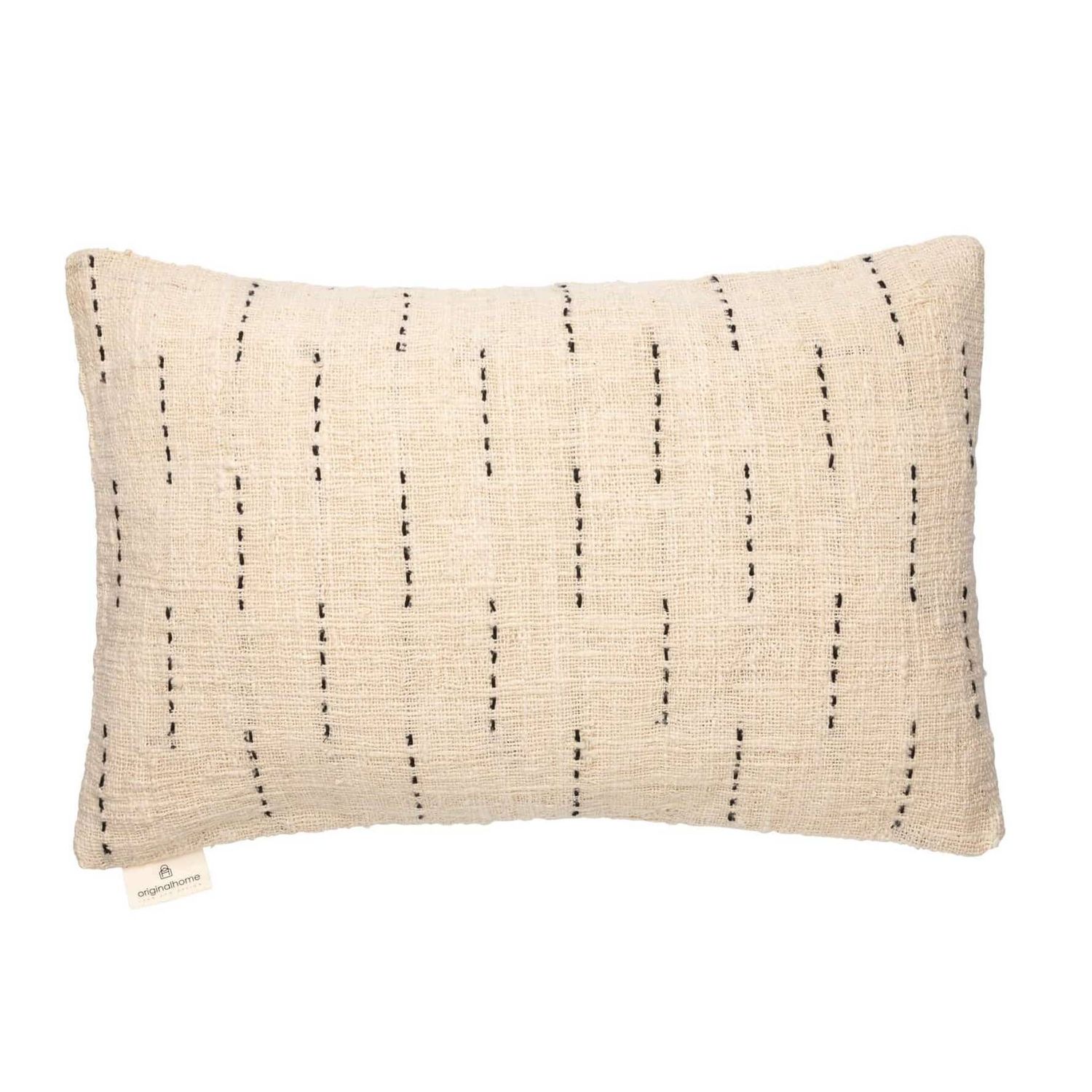 Kussenhoes rechthoek van 100% gerecycled katoen- naturel kleur met zwarte accenten - eco design  van het merk Original Home