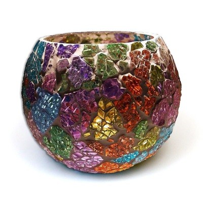 Waxinehouder multi color gebroken glas of craquelle - crackle glass Waxinehouder multi color gebroken glas of craquelle - crackle glass