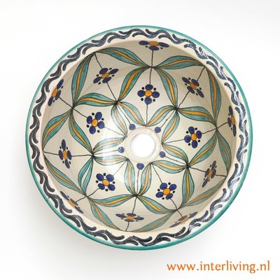 Marokkaanse waskom "Fes"- aardewerk (opbouw) wasbak uit Fez - Ø 30 cm (SM350)