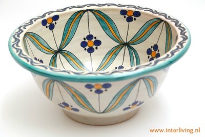 Marokkaanse waskom "Fes"- aardewerk (opbouw) wasbak uit Fez - Ø 30 cm (SM350)