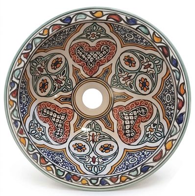 Marokkaanse waskom Marokkaanse waskom "Ibiza"- aardewerk (opbouw) wasbak uit Fez - Ø 30 cm