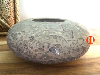 Waxinehouder model ufo transparant broken glass - crackle glass