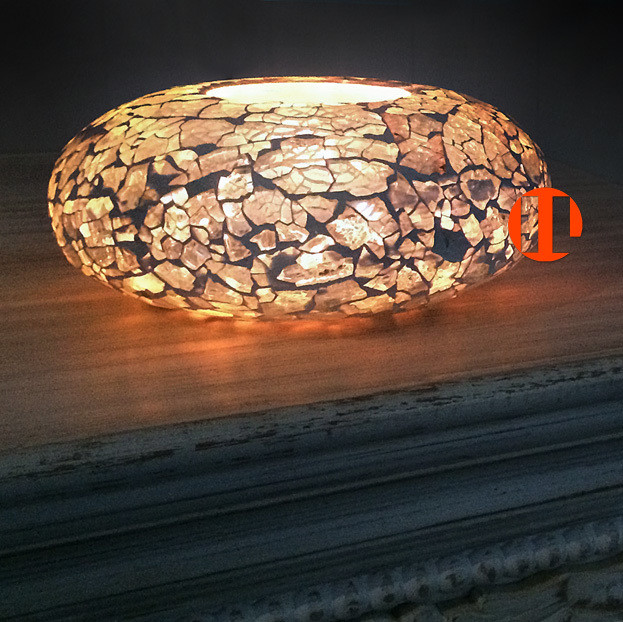 Waxinehouder model ufo transparant broken glass - crackle glass