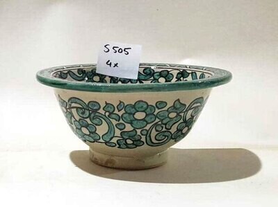 Marokkaanse waskom "aqua flowers"- aardewerk (opbouw) wasbak uit Fez - Ø 25 cm