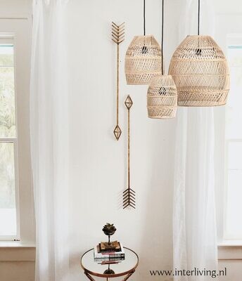 ​Boho lampenkap uit Bali van rotan - naturel kleur - eco design hanglampen van het merk Original Home (Moon small)  (set van 3 of los)