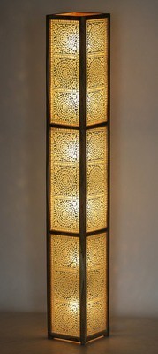 vloerlamp transparant glasmozaiek / hout unfinished 180 cm