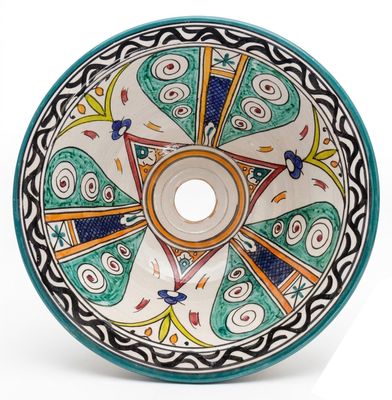 Marokkaanse waskom SM602 - aardewerk (opbouw) wasbak uit Fez - Ø 30 cm