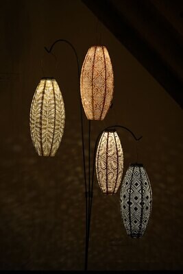 solar lampion met filigrain effect - buitenlamp - Long Oval 20 Paisley  - Koper