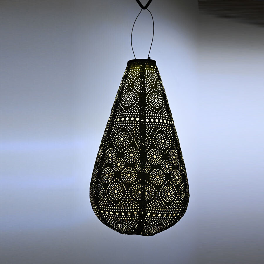 solar lampion met filigrain effect - buitenlamp - Drop 28 Spectare - "Sage  groen"