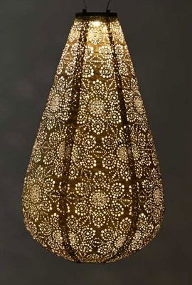 solar lampion met filigrain effect - buitenlamp - Drop 28 - Fiore Gold