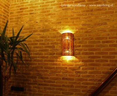 Wandlamp langwerpig vintage koperlook filigrain style