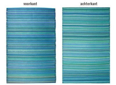 binnen &amp; buiten vloerkleed - gestreept patroon in Ibiza blauw tinten - tropical turquoise -  balkonkleed