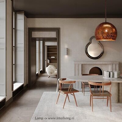 Hanglamp bol filigrain-stijl XXL Ø 50 cm met verweerd metaal koper finish