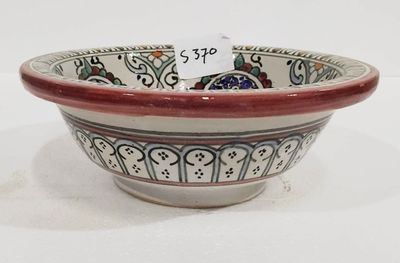 Marokkaanse waskom S370 aardewerk (opbouw) wasbak uit Fez - Ø 25 cm