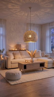 Hanglamp boho luxe bol-lamp filigrain-stijl XXL Ø 50 cm - wit met sjiek verweerd goud finish