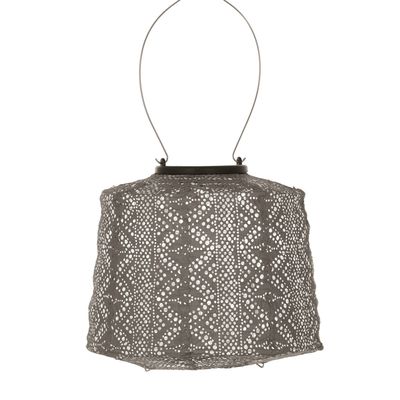 solar lampion lampenkap - kleur taupe - tuinverlichting met kanten gaatjespatronen - buitenlamp solar lampion lampenkap - kleur taupe - tuinverlichting met kanten gaatjespatronen - buitenlamp