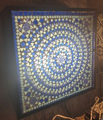 plafonnière filigrain met glasmozaïek 30 cm - blauw