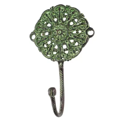 Haak van messing - finish groen / vintage - mandala - voor aan de muur