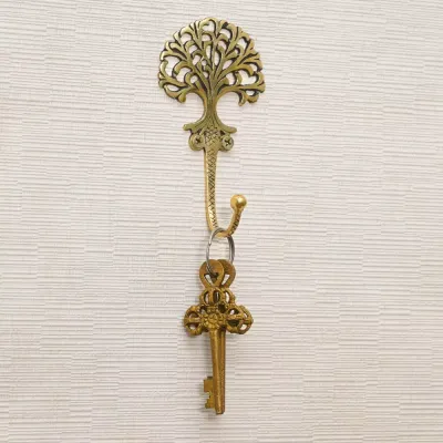 Haak van messing - tree of life - goud - voor aan de muur