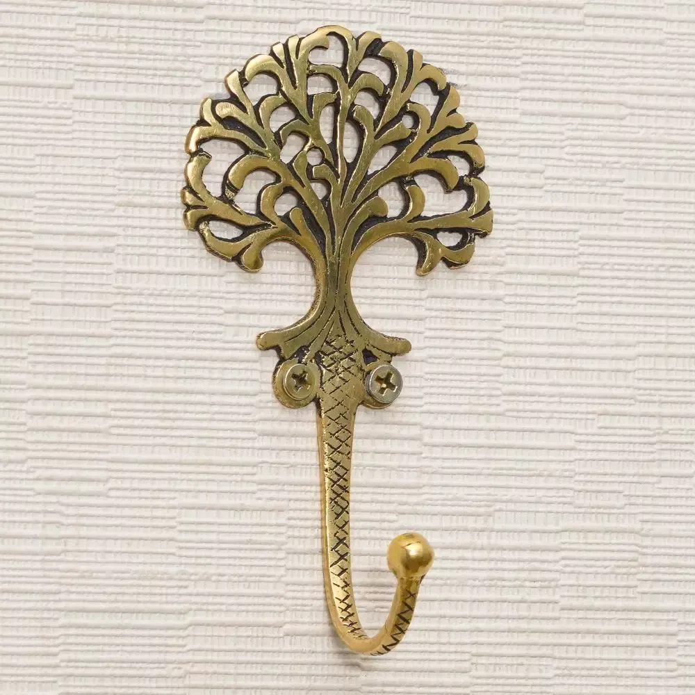 Haak van messing - tree of life - goud - voor aan de muur