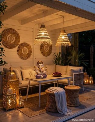 zeegras open geweven hanglamp "Ibiza lampenkap kegel" model "stro cone" met franjes uit Marokko - wabi sabi & Boho style - natuurlijk wonen