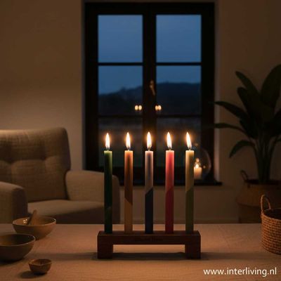 Originalhome - dinerkaars diagonaal 3 schuine kleuren patroon - duurzaam eco wax -"Karma &amp; rituelen" - handgemaakt &amp; fairtrade