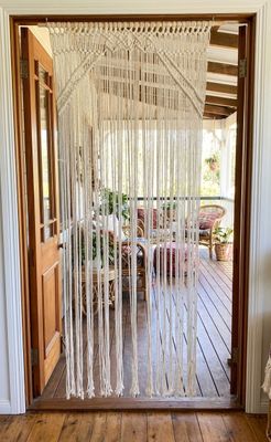 Luxe macramé deurgordijn – Handgeweven – 100 x 200 cm – Crème