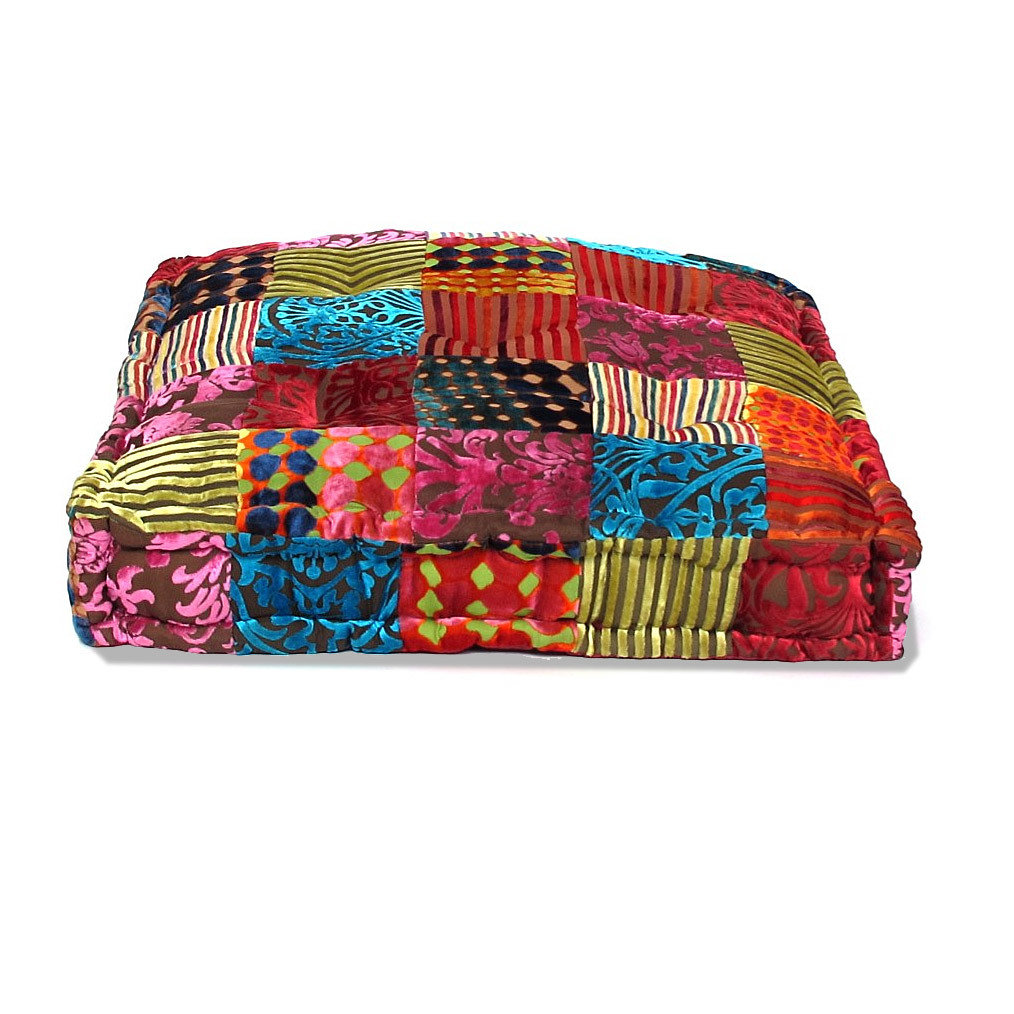 vloerkussen multi colour tinten velvet patchwork / prints van fluweel vloerkussen multi colour tinten velvet patchwork / prints van fluweel